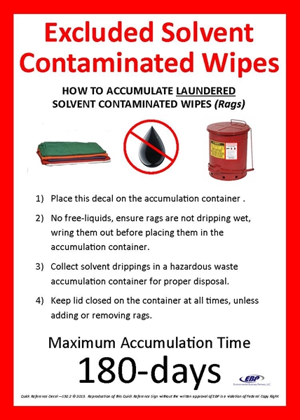 Picture of Excluded Solvent Contaminated Wipes - Laundered